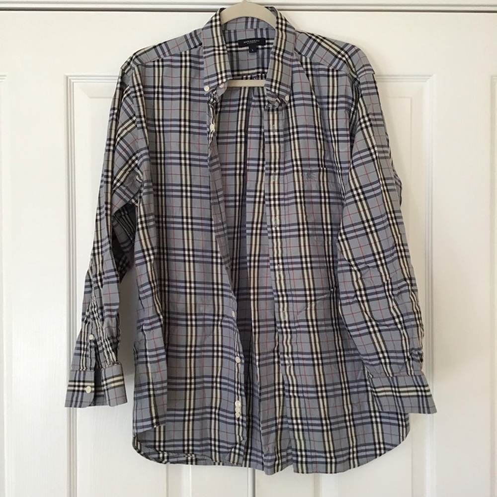 Burberry Blue Nova Check button down shirt Sz L